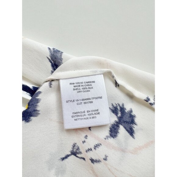JOIE Yadra White Floral Double Faced 100% Silk Georgette V-Neck Blouse, Size L - Picture 15 of 16